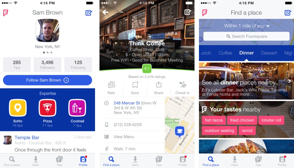 Foursquare 8.2 для iOS (скриншот iPhone 001)