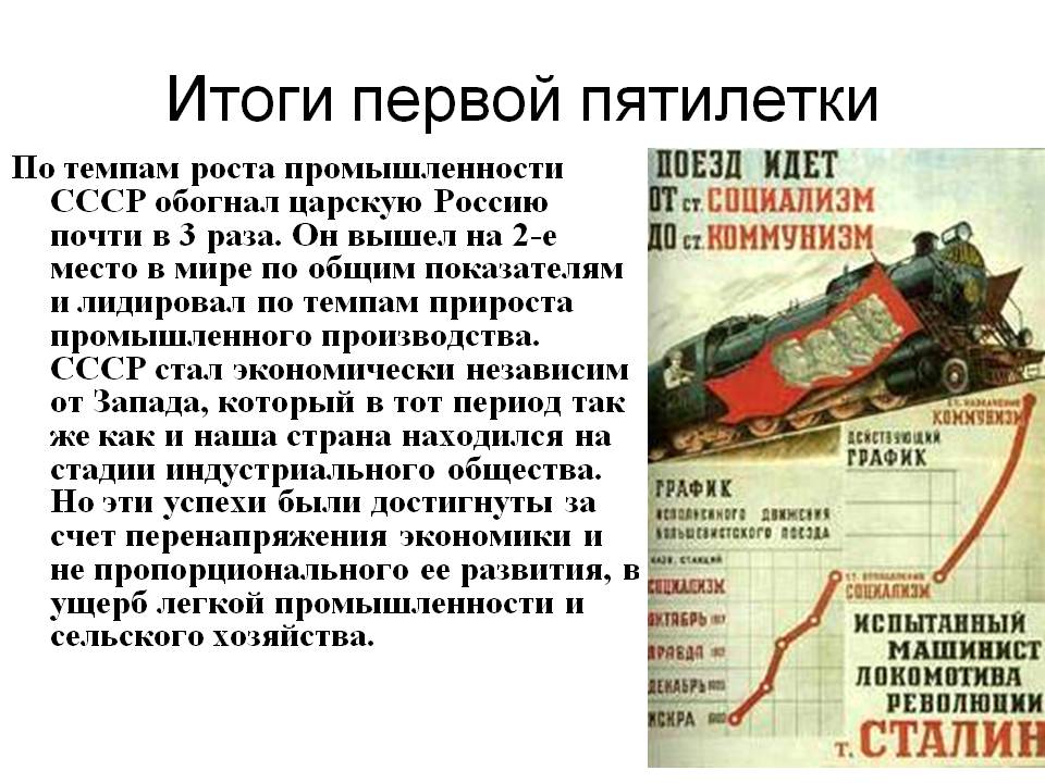 Итоги выполнения первой пятилетки - Школьная История