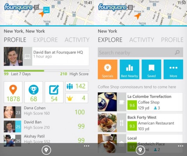 Новое приложение Foursquare для Windows Phone